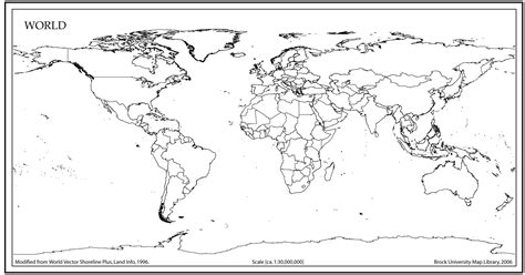 Clearly Defined World Outline Map A4 Size Printable World Map Countries ...