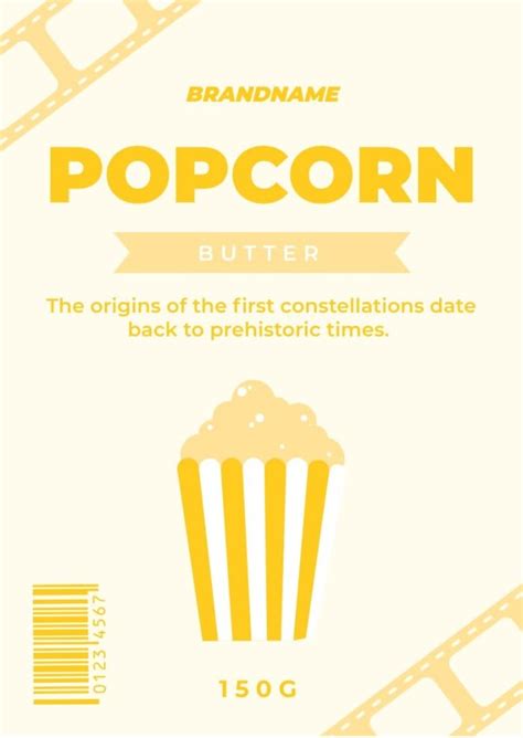 Edit this Flat Hand-drawn Different Flavors Popcorn Label template for free