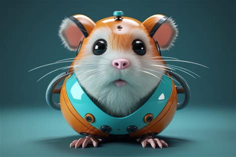 Premium AI Image | A hamster with a robot helmet