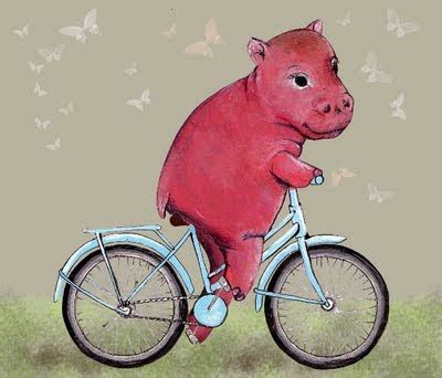 tricky: hippo on a bike