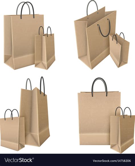 Shopping bags from craft paper set Royalty Free Vector Image