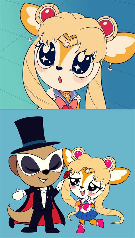 Sailor Tsunoda and Tuxedo Komiya | Anime chibi, Anime crossover, Anime