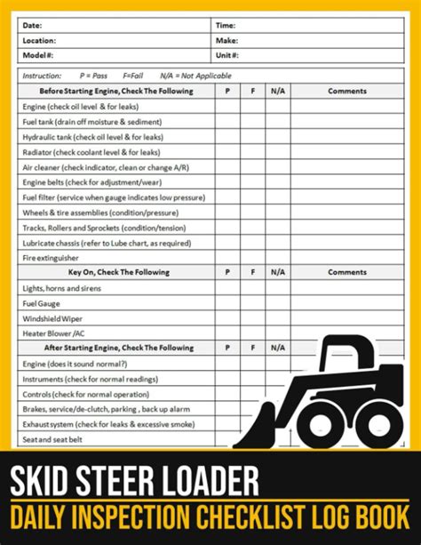 Buy Skid Steer Loader Daily Inspection Checklist: Skid Steer Pre-Use ...