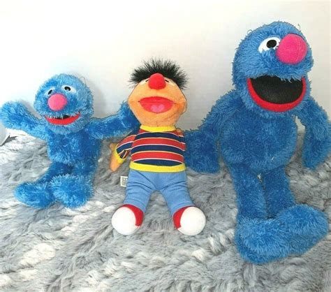 3 Sesame Street Characters Ernie/Grover Plastic Eyes Soft Plush Toys | #4626581890