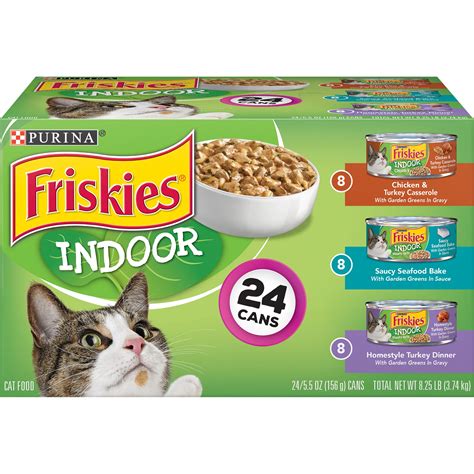 Buy 24 Pack Friskies Indoor Wet Cat Food Variety Pack, Indoor, 5.5 oz ...