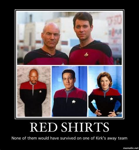 Red shirts - none of them would have survived on one of Kirk's away ...