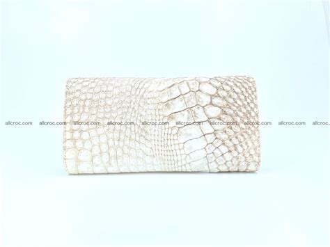 Buy Genuine Crocodile skin trifold wallet, hornback long wallet for women Himalayan color