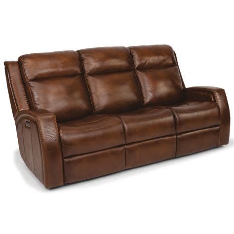 Flexsteel Latitudes - Mustang Rustic Leather Power Reclining Sofa with ...