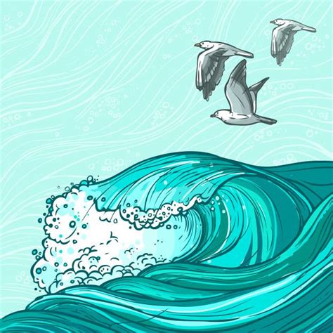 Free Vector | Sea waves illustration | Wave illustration, Sea ...