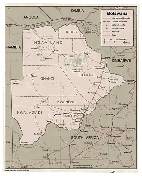 Map of Botswana - Detailed map of Botswana (Southern Africa - Africa)