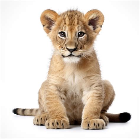 Premium AI Image | Closeup of a cute lion cub on white background