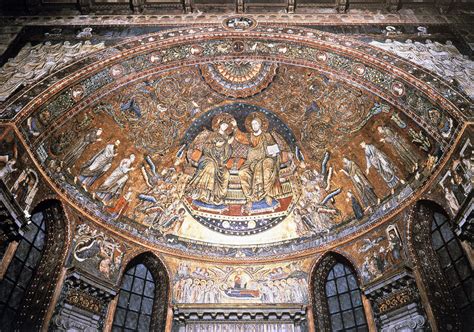 Jacopo Torriti, Coronation of the Virgin, apse mosaic of Santa Maria Maggiore, Rome, ca. 1294 ...