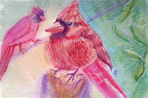 PAINTING WATERCOLOR ORIGINAL Art Northern Cardinal Bird Artwork wall art 4x6" $29.90 - PicClick
