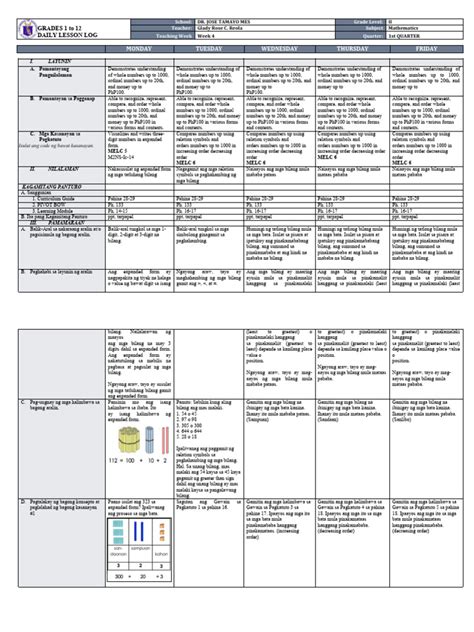 Grade 2 Q1-W4-Math-Dll | PDF