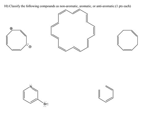 Solved 10) Classify the following compounds as non-aromatic, | Chegg.com