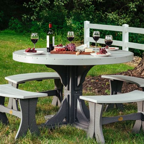 Round 5-Piece Bench Dining Set - Recycled Patio