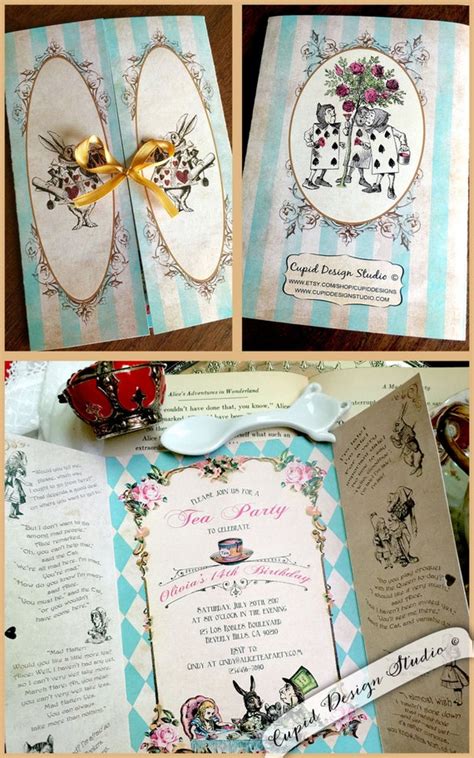 Alice in Wonderland gatefold birthday invitations/Unbirthday