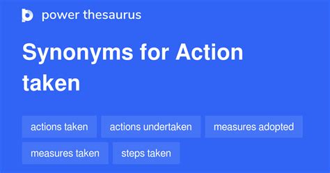 Action Taken synonyms - 77 Words and Phrases for Action Taken