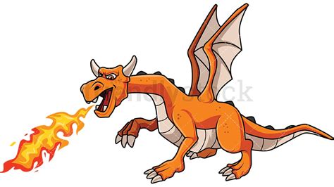 Dragon Breathing Fire Cartoon Vector Clipart - FriendlyStock