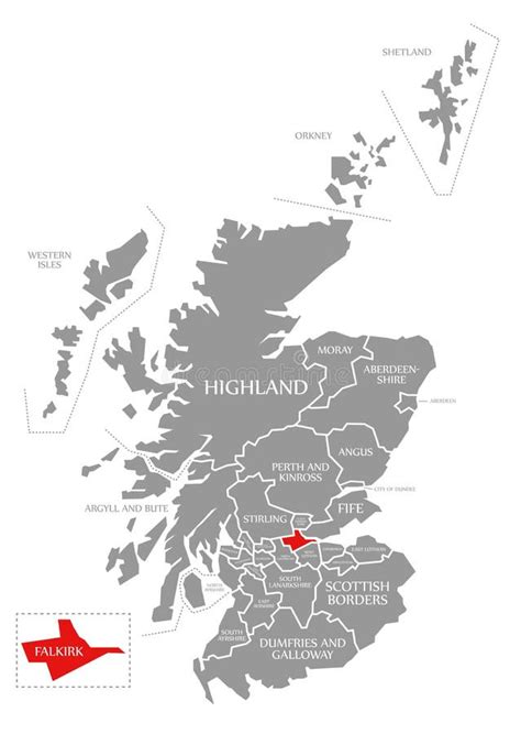 Falkirk Red Highlighted in Map of Scotland UK Stock Illustration - Illustration of flats, county ...