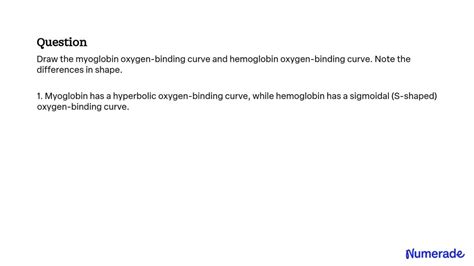 SOLVED: Draw the myoglobin oxygen-binding curve and hemoglobin oxygen ...