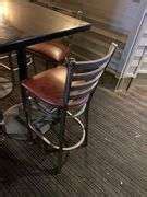 (2) 30" x 30" Wood Cocktail Tables with Metal Bases and (6) 29" Padded Chairs - Sierra Auction ...