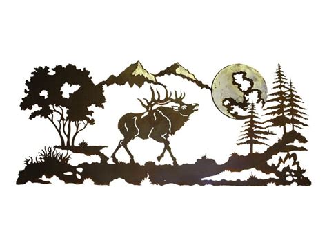 57" Bull Elk Fighting Metal Wall Art - Wildlife Wall Decor