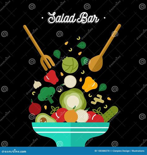 Salad Bar Concept with Healthy Vegetable Food Stock Vector ...