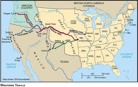 Western Trails Map 1800s | Trails West 1850 | science/social studies ...