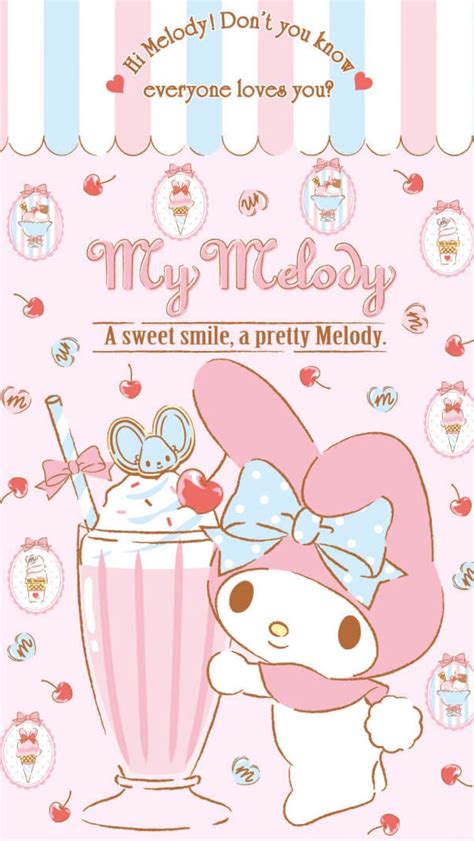 My Melody~milkshake wallpaper. 🍒 #mymelody #wallpaper #kawaii | วอลล์เป ...