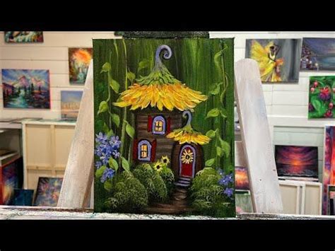 How to Paint A Sunflower House 🌻 Acrylic Painting Tutorial | step by step - YouTube | Painting ...