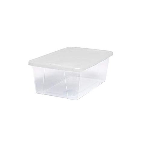 White Plastic Storage Box. Sterilite 16428012 6 Quart/5.7 Liter Storage Box, White Lid with ...