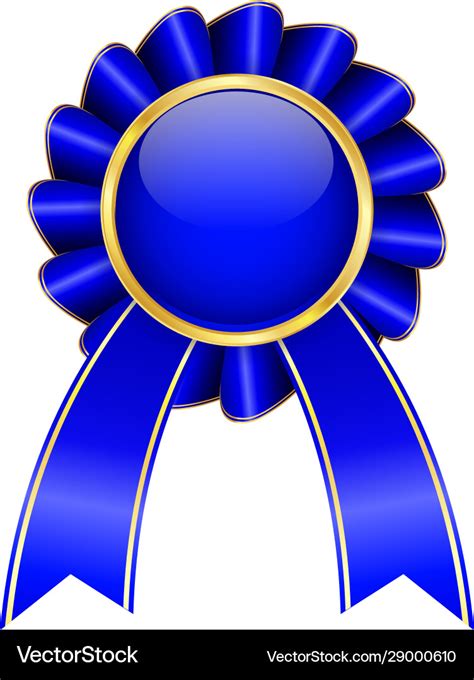 Blue award badge with ribbon Royalty Free Vector Image