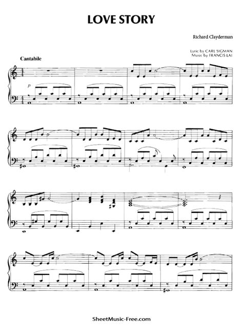 Love Story Piano Sheet Music Richard Clayderman - ♪ SHEETMUSIC-FREE.COM