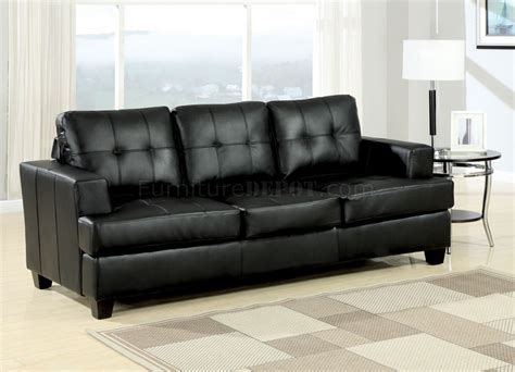 Black Bonded Leather Modern Sofa w/Queen Size Sleeper