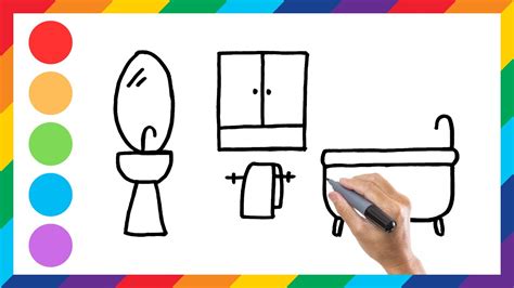 Bathroom Drawing, Painting and Coloring For Kids, Toddlers | Easy Drawing For Kids #11 - YouTube