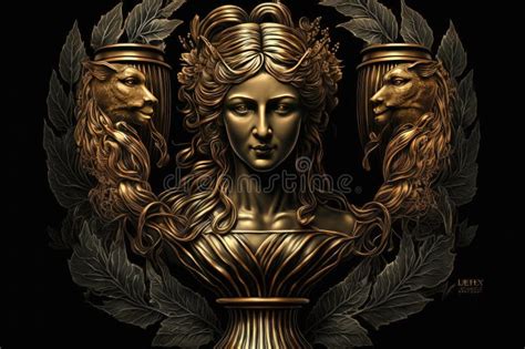 Eileithyia Greek Mythology God Black Gold Vase by Generative AI Stock Illustration ...