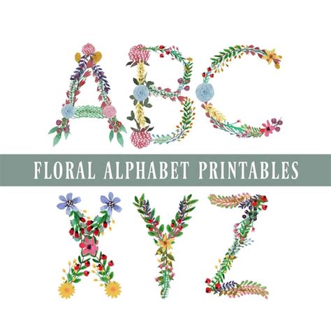 Floral Alphabet Clipart Letters Clipart Floral Alphabet - Etsy