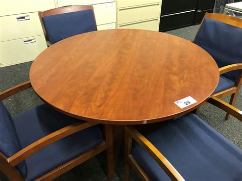 CHERRY 42'' ROUND CONFERENCE TABLE - Able Auctions
