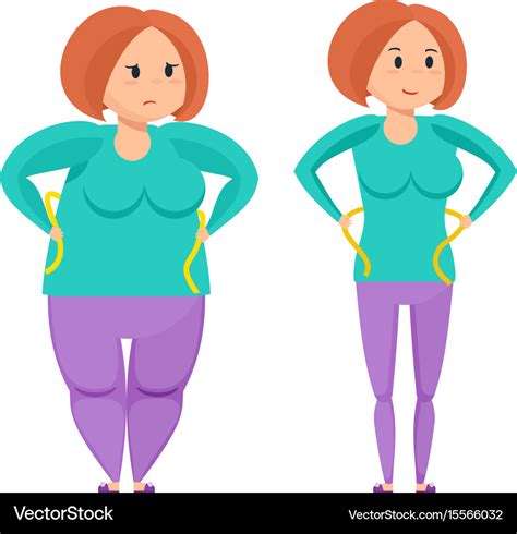 Girl before and after weight loss Royalty Free Vector Image