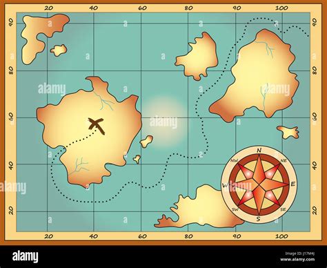 Illustration of ancient treasure map Stock Photo - Alamy