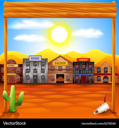 Wild west town panorama background Royalty Free Vector Image