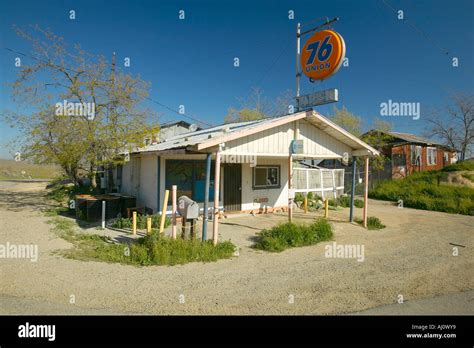 Old antique Union 76 gas station at entrance to Carrizo Plains National ...