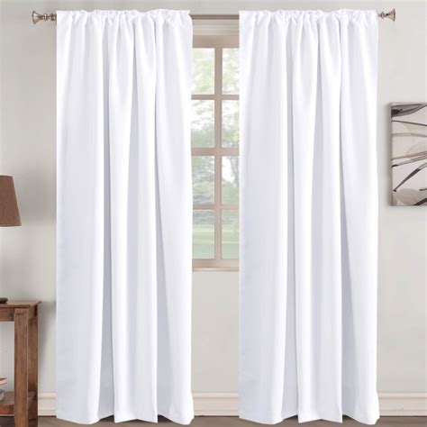 Window Curtain Panels White Curtains Insulated Thermal Back tab/ Rod ...