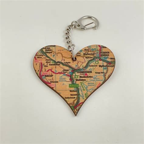 Todmorden Map Heart Keyring - 004 - Water Street Gallery