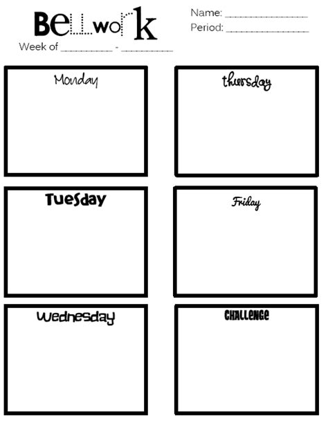 Free Printable Weekly Bellwork Form | Math = Love