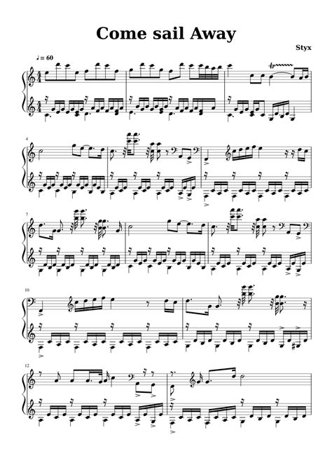 Come Sail Away by Styx | Sheet music, Piano sheet music, Piano sheet