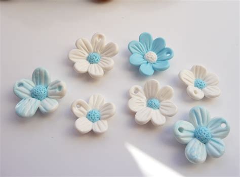Blue & White Polymer Clay Flowers | Georgia P Designs