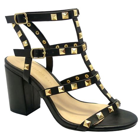 Wild Diva - Wild Diva brand Susie20 Women's Peep Toe Studded Strappy High Heel Leather Pumps ...