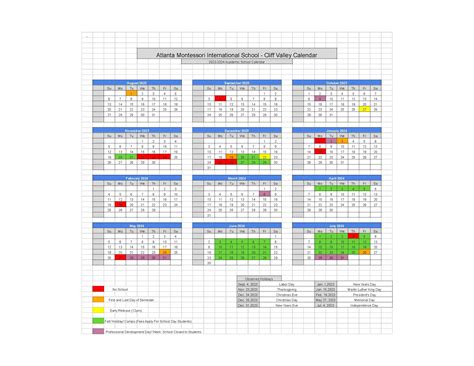 Cliff Valley Calendar - Atlanta Montessori International School